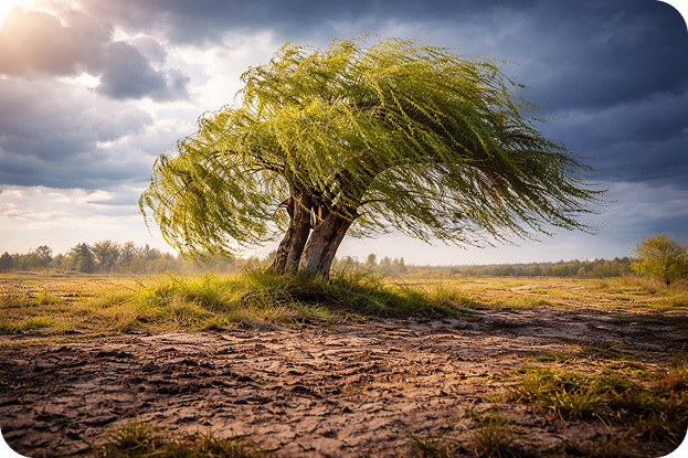 Willow tree in wind
